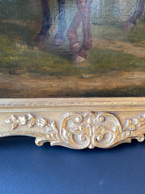 "Three Hunters by a Dovecot" by E. Tolley / Signed & Dated 1872.