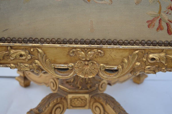 Pair of Large Late 19th Century French Neoclassical Gilded Walnut Armchairs
