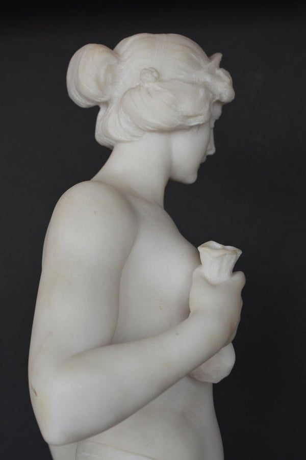 Late 19th Century Italian Carrara Marble Statue of a Young Lady.
