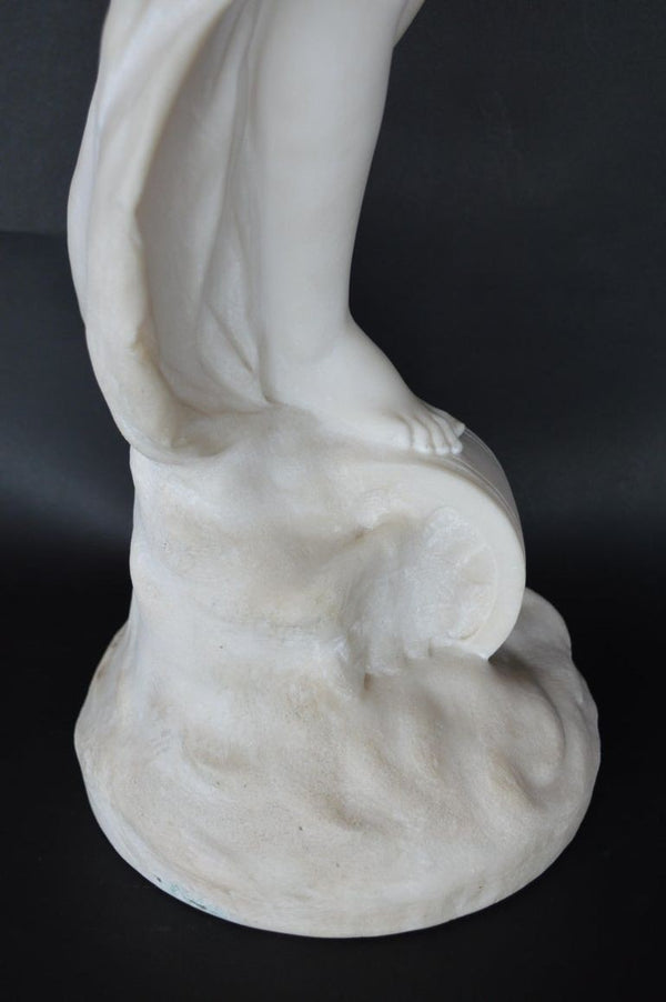 Late 19th Century Italian Carrara Marble Statue of a Young Lady.