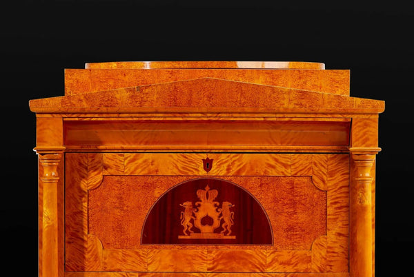 19th Century Biedermeier Secretary Desk in Maple Burl