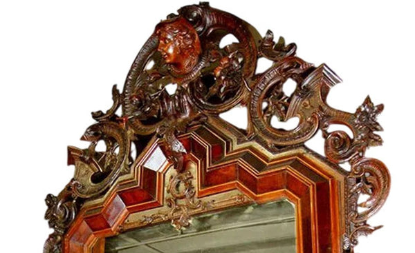 Mid-19th Century Hand Carved Italian Console with Marble Top and Mirror