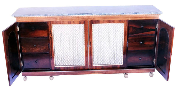 19th Century English Regency Rosewood Credenza Sideboard with Marble Top