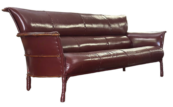 Burgundy Leather Sofa by Pacific Green