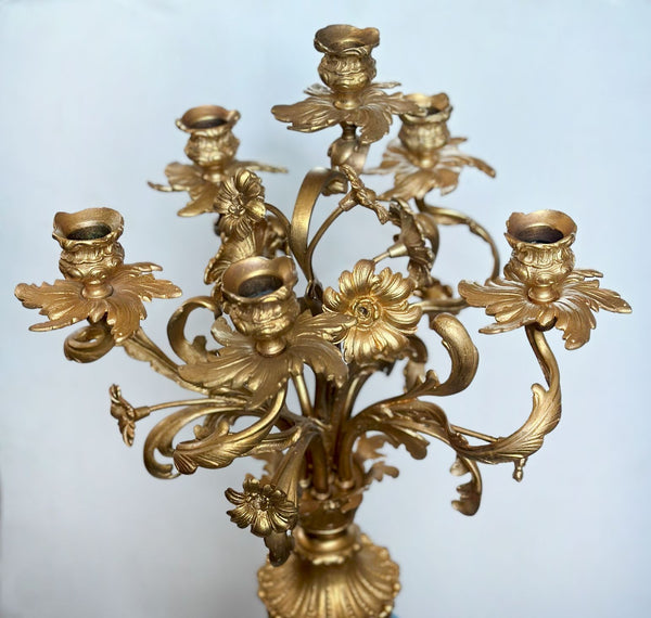 Pair of Japanese Export Cloisonné & Ormolu Candelabra Vases