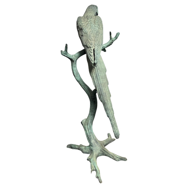 Vintage Parrot Bronze Sculpture w/ Green Patina After J. Moigniez