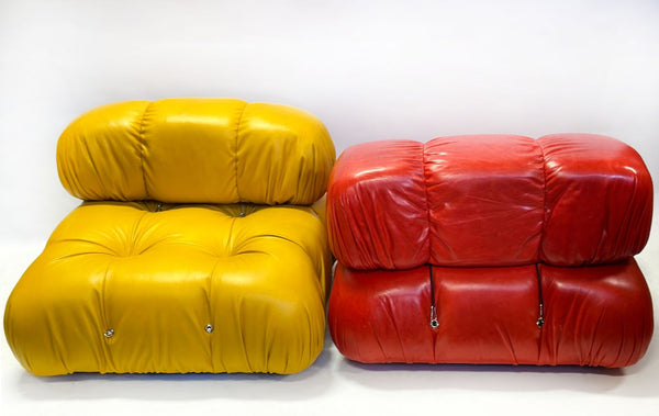 Colorful Four-Piece Camaleonda Leather Sofa by Mario Bellini for B&B Italia.