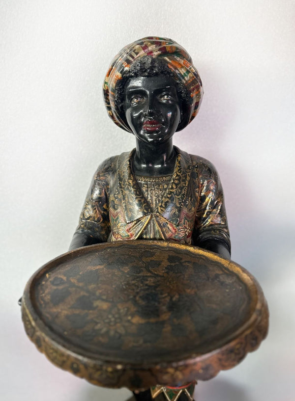 19th Century Venetian Blackamoor Statue with Pedestal
