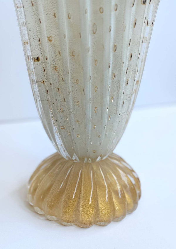 Vintage Italian Murano Glass Vase w/ Gold Flecks by Tosi Murano, c. 1960's