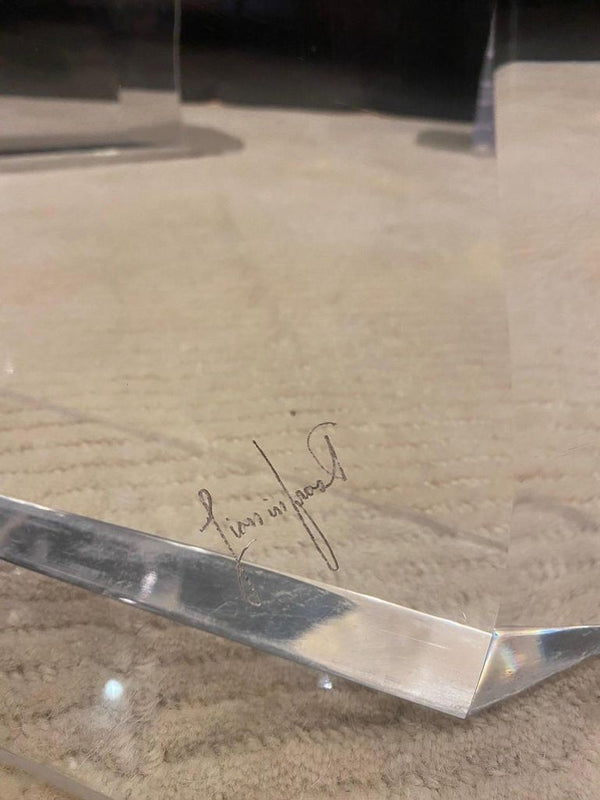 Stunning Signed Lion in Frost "Iceberg" Acrylic Dining Table, U.S.A. 1970's.