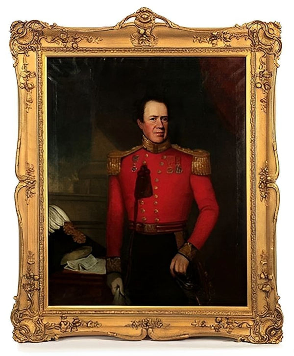 Two 19th Century Portraits of a British Officer & Lady in Gilt Frames, England.