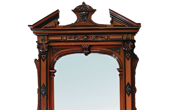 Antique American Renaissance Walnut Sideboard with Lacquer & Mirror, c. 1870.