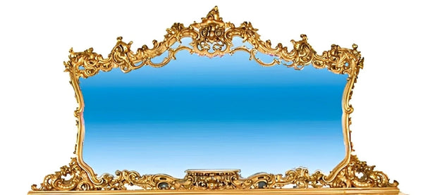 Rococo Sideboard with Gilded Mirror and Carved Figures. Italy, 1920's.