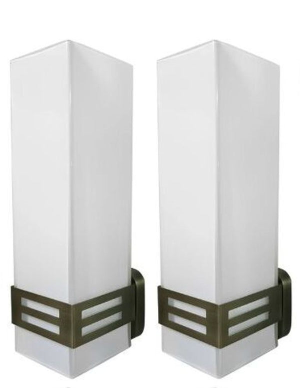 Set of 12 Grattacielo Frosted Murano Glass Sconces, Italy, 1990's.