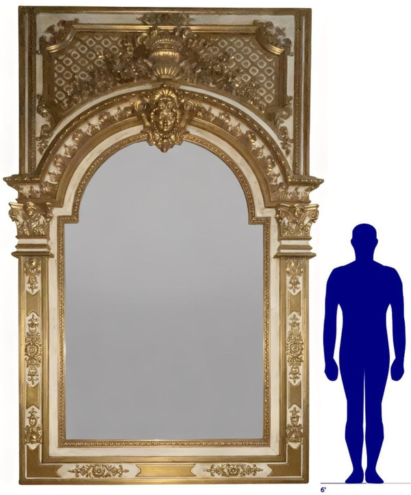 Monumental Third Quarter of 19th Century Italian Hand-Carved & Water-Gilt Mirror