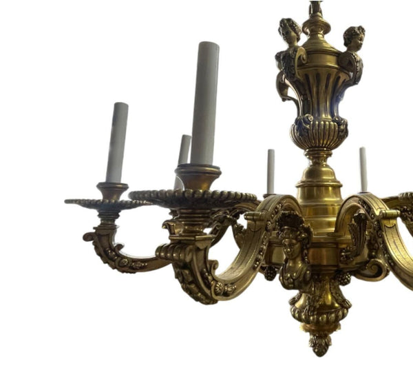 Louis XV "Mazarin" Solid Bronze Chandelier, Late 19th Century, France