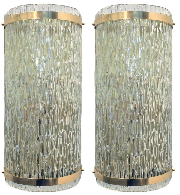 Set of Eight Cascata Sconces with Clear Murano Glass. Italy, 1980's.