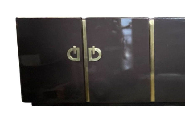 Large Lacquered and Brass-Mounted Credenza by Pierre Cardin. Circa 1960's.
