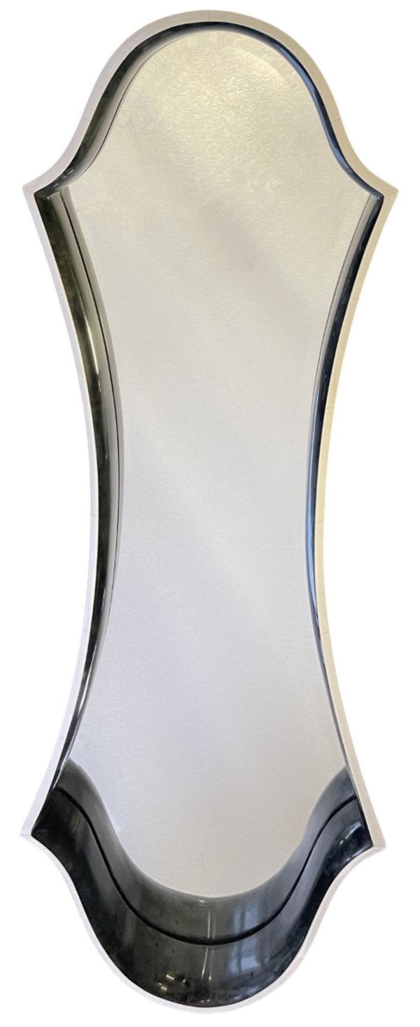 Pair of Italian Goatskin/Parchment and White Lacquer Wall Mirrors, 1960s