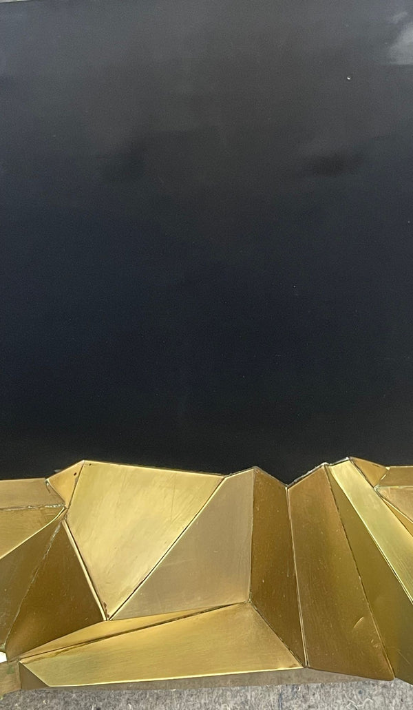 Luxurious Modern Console Table with Black Resin & Brass Details, U.S.A. 21st C.