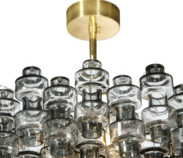 Modernist Murano Smoked Grey Manubri Glass Chandelier. Italy, 21st Century.