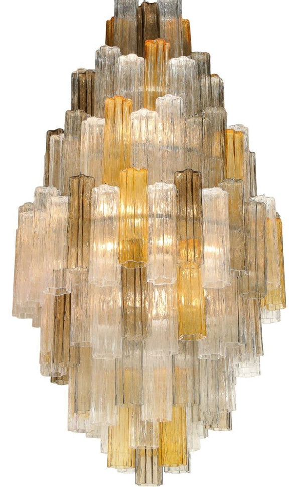 Murano "Tubi Tronchi" Glass Chandelier, Attributed to Toni Zuccheri for Venini.