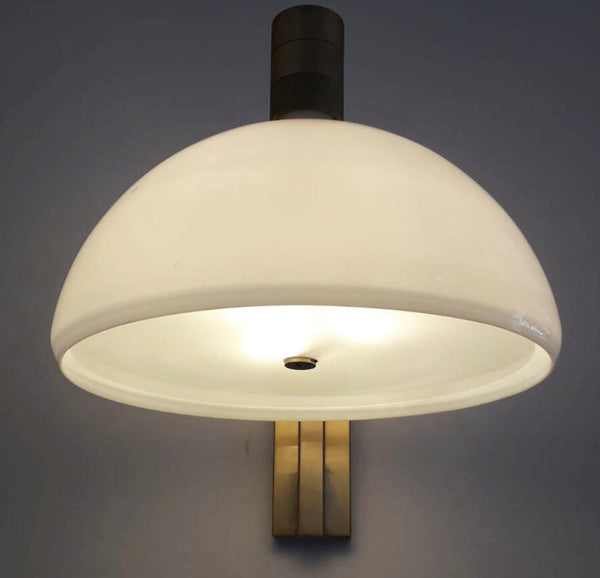 Set of Six Mid-Century Sconces with Opaline White Glass by Sirrah. Italy, 1960's