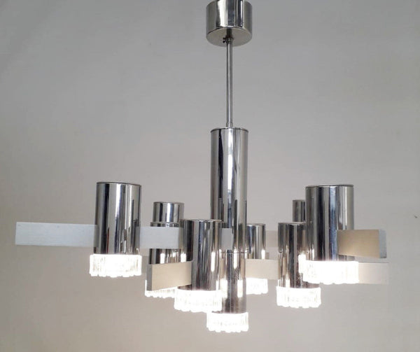 Geometric Chandelier by Gaetano Sciolari, Italy, 1970's.