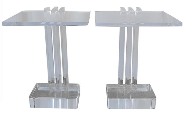 Pair of Acrylic Side Tables Designed by Les Prismatiques. U.S.A 1970's.