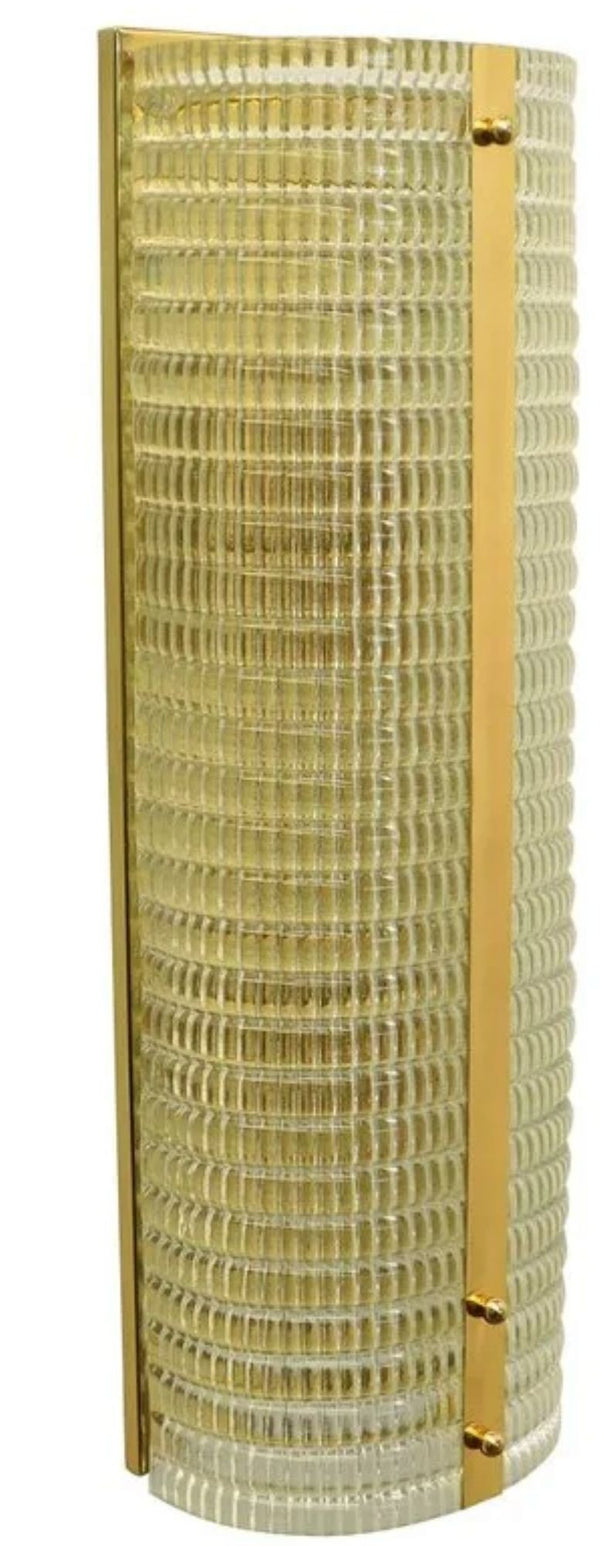 Set of Five Italian "Colonna" Murano Glass & Brass Sconces, 1970's.