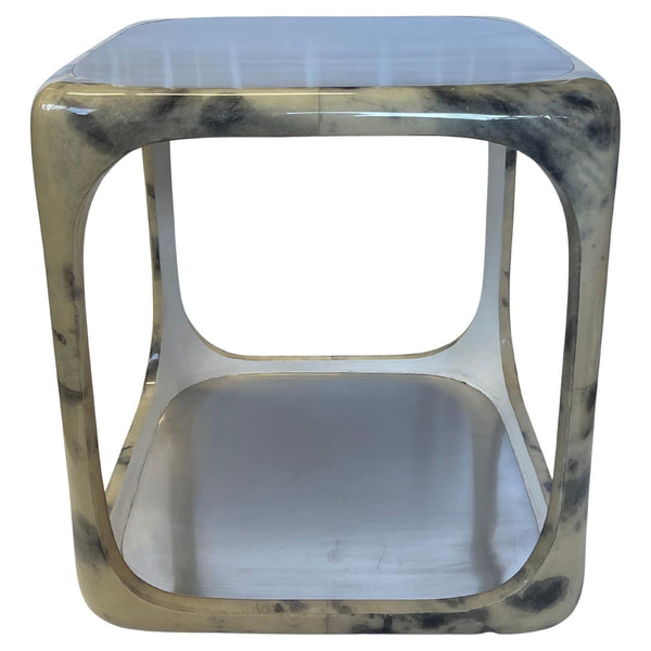 Chic Pair of Parchment Side Tables. Italy, 1970's.