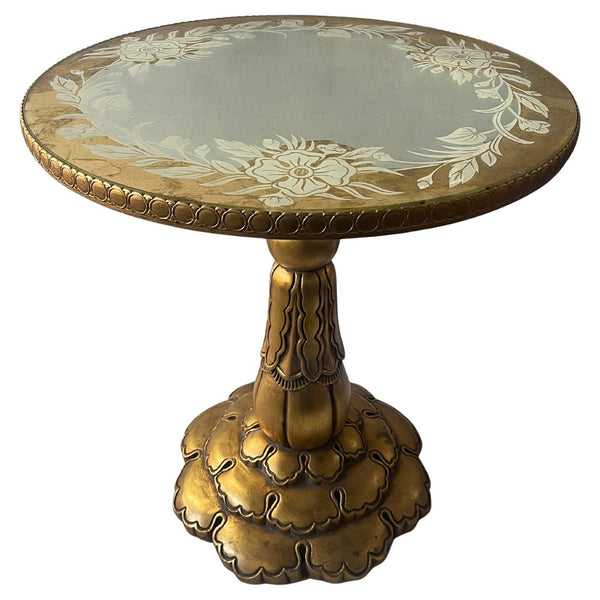 Pair of 20th Century Italian Giltwood and Églomisé Pedestal Tables