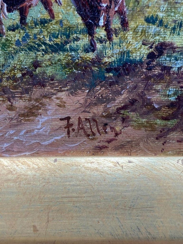 19th Century Pastoral Landscape Oil Painting by F. Allen
