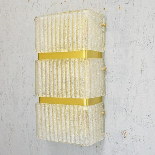 Set of Four Sconces w/ Clear Murano Glass by Mazzega, 1960s