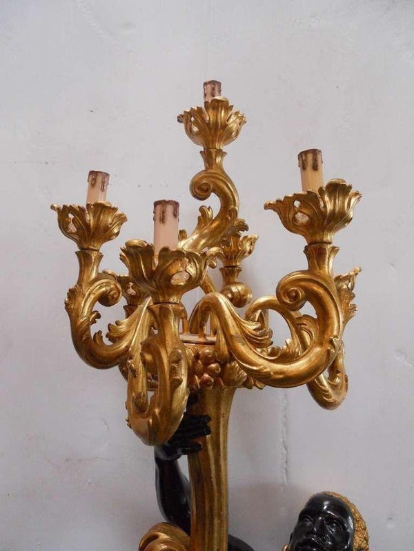 Early 20th Century Pair of Venetian Blackamoor Torcheres.