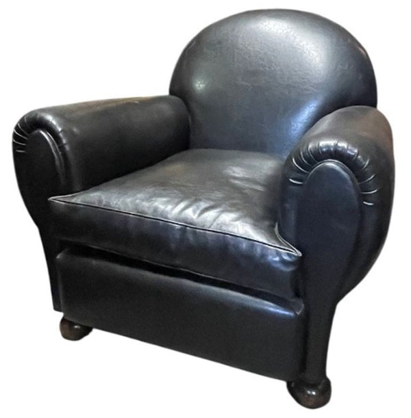 Pair of French Art Deco Club Armchairs, 1940's.