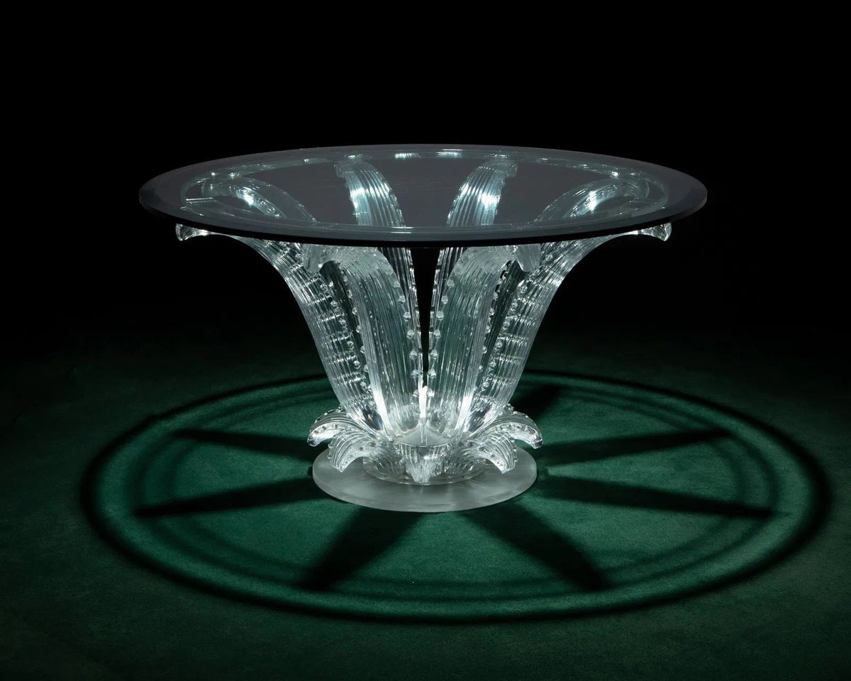 LALIQUE 波模様 クリスタル皿 Lalique Crystal Clear Frosted Glass Poseidon Seahorse Center