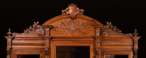 Monumental Late 19th Century Italian Walnut Three-Door Bookcase