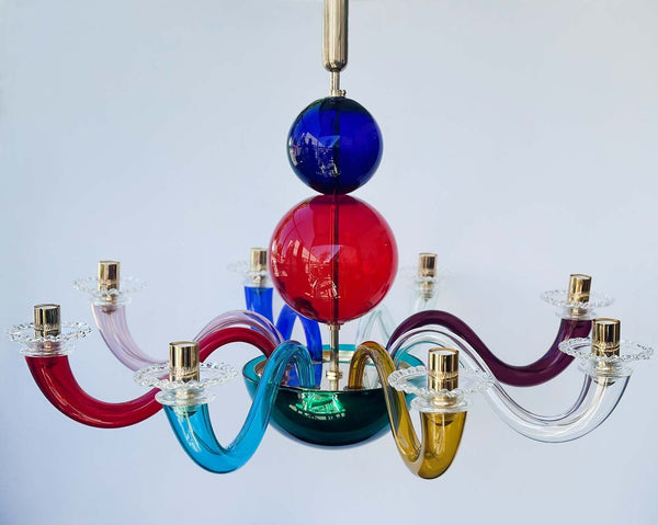 Modern Multicolor Murano Glass Chandelier by Gio Ponti for Venini, Italy, 2012.