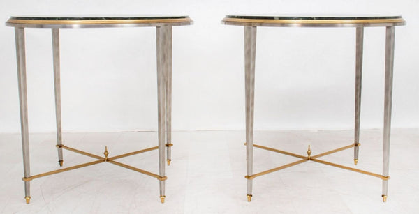 Pair of Maison Jansen Side Tables with Verde Antico Marble Tops
