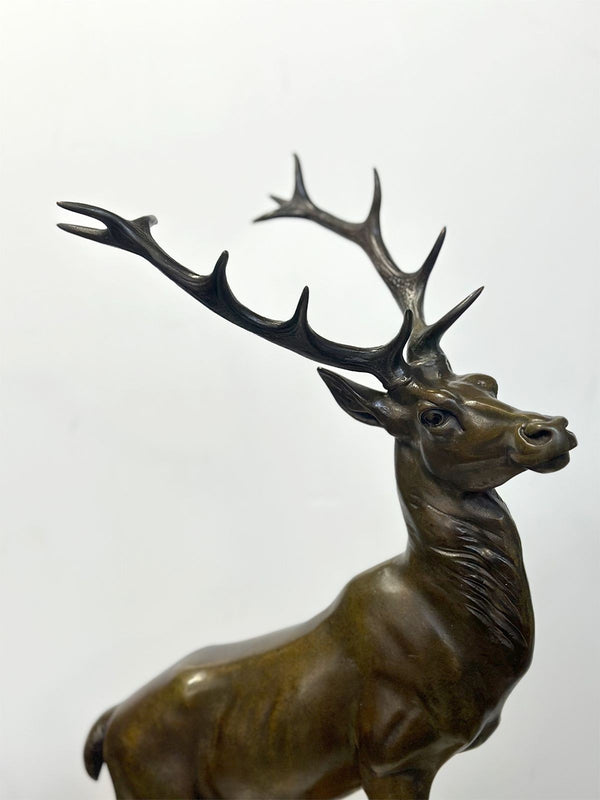 Art Deco Bronze Sculpture of a Deer on Marble Base, c. 1930's