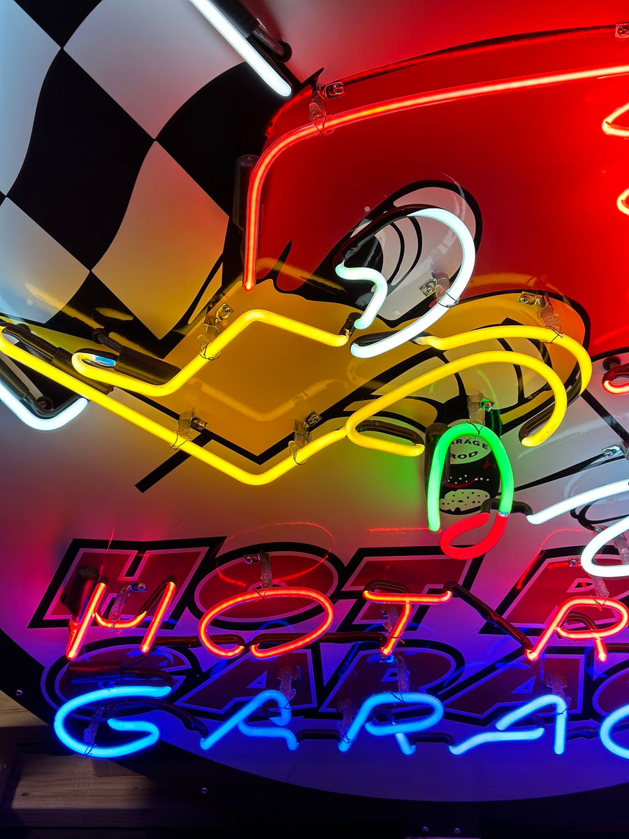 ホットロッドガレージ HOT ROD GARAGE ネオンサインネオン管室内装飾 Neonetics Hot Rod Garage Neon Sign | Grease Monkey Garage