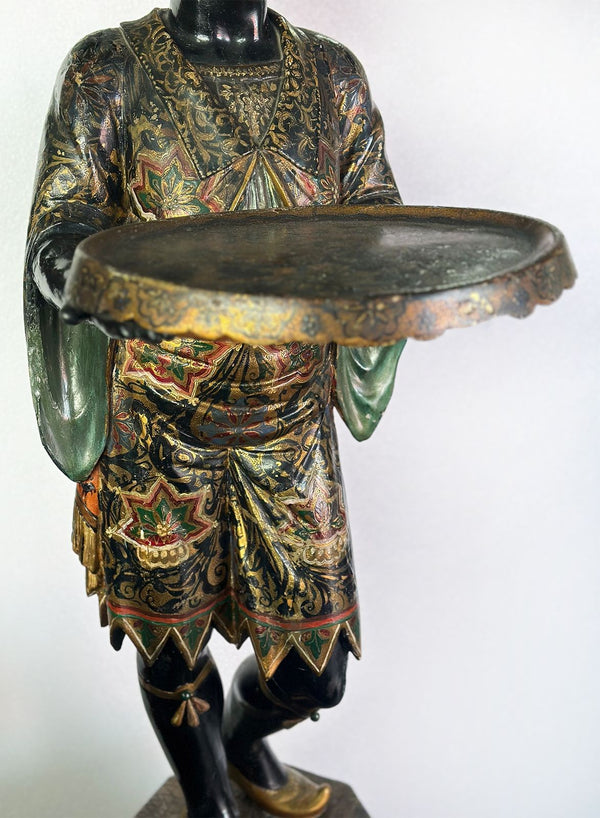 19th Century Venetian Blackamoor Statue with Pedestal