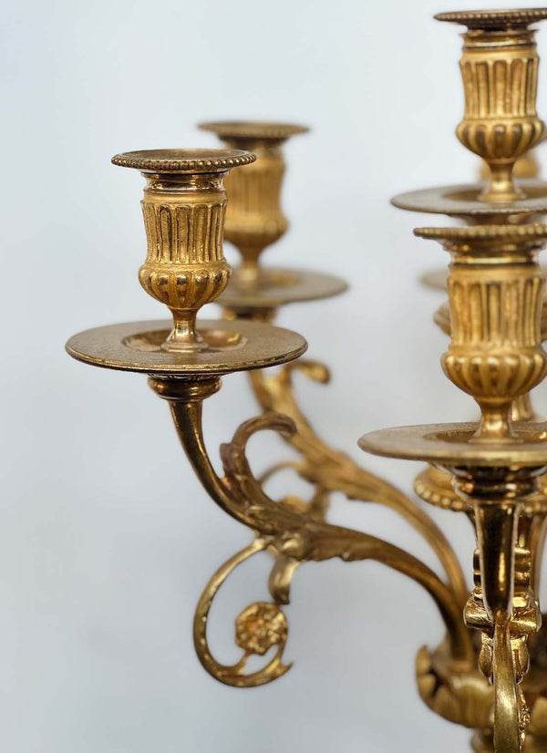 Pair of French Late 19th Century Bronze D'ore Candelabras