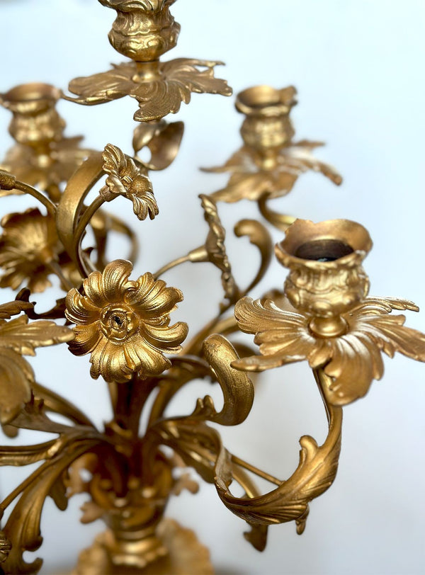 Pair of Japanese Export Cloisonné & Ormolu Candelabra Vases