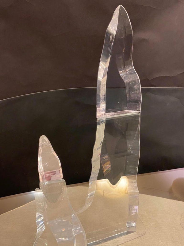 Stunning Signed Lion in Frost "Iceberg" Acrylic Dining Table, U.S.A. 1970's.