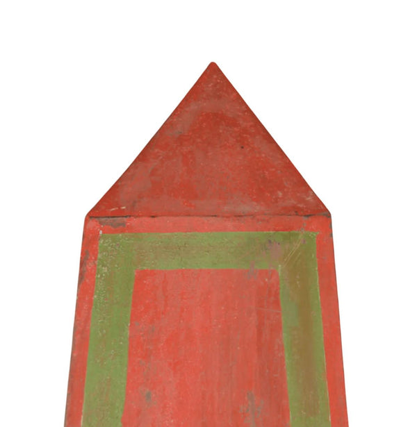 Large Pair of Vintage Tole Obelisks in Red, Green & Gold. Italy, 20th Century.