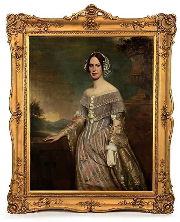 Two 19th Century Portraits of a British Officer & Lady in Gilt Frames, England.