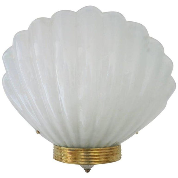 Set of Thirteen Oversized Murano Shell Sconces by Barovier e Toso, Italy, 1950's