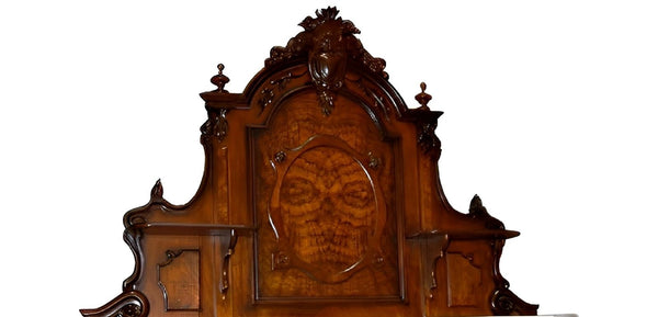 19th Century American Victorian Walnut & Burl Sideboard with Marble Top